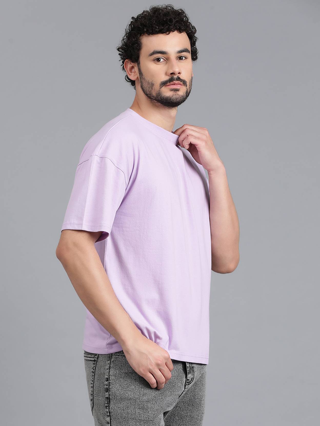 KOTTY Men Solid Round Neck Cotton Blend Purple T-Shirt