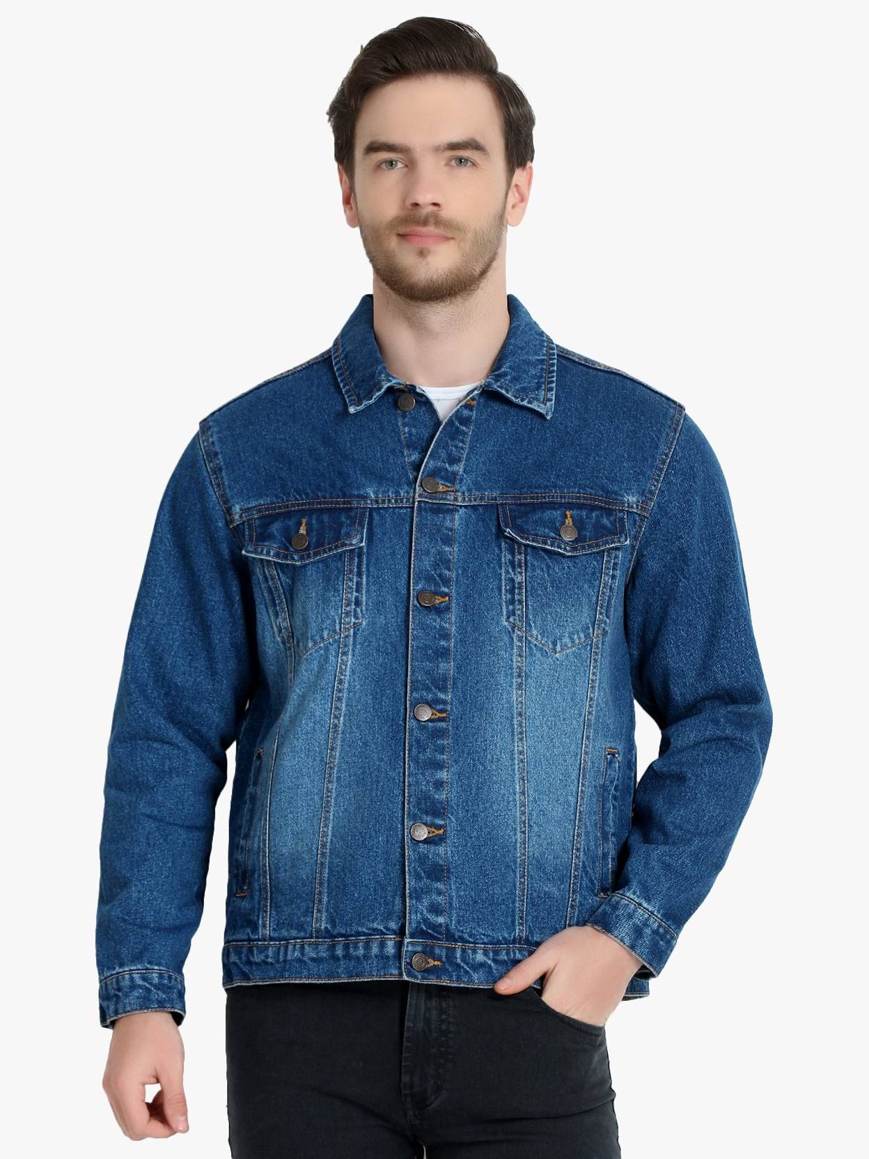 KOTTY Men Washed Denim Jacket