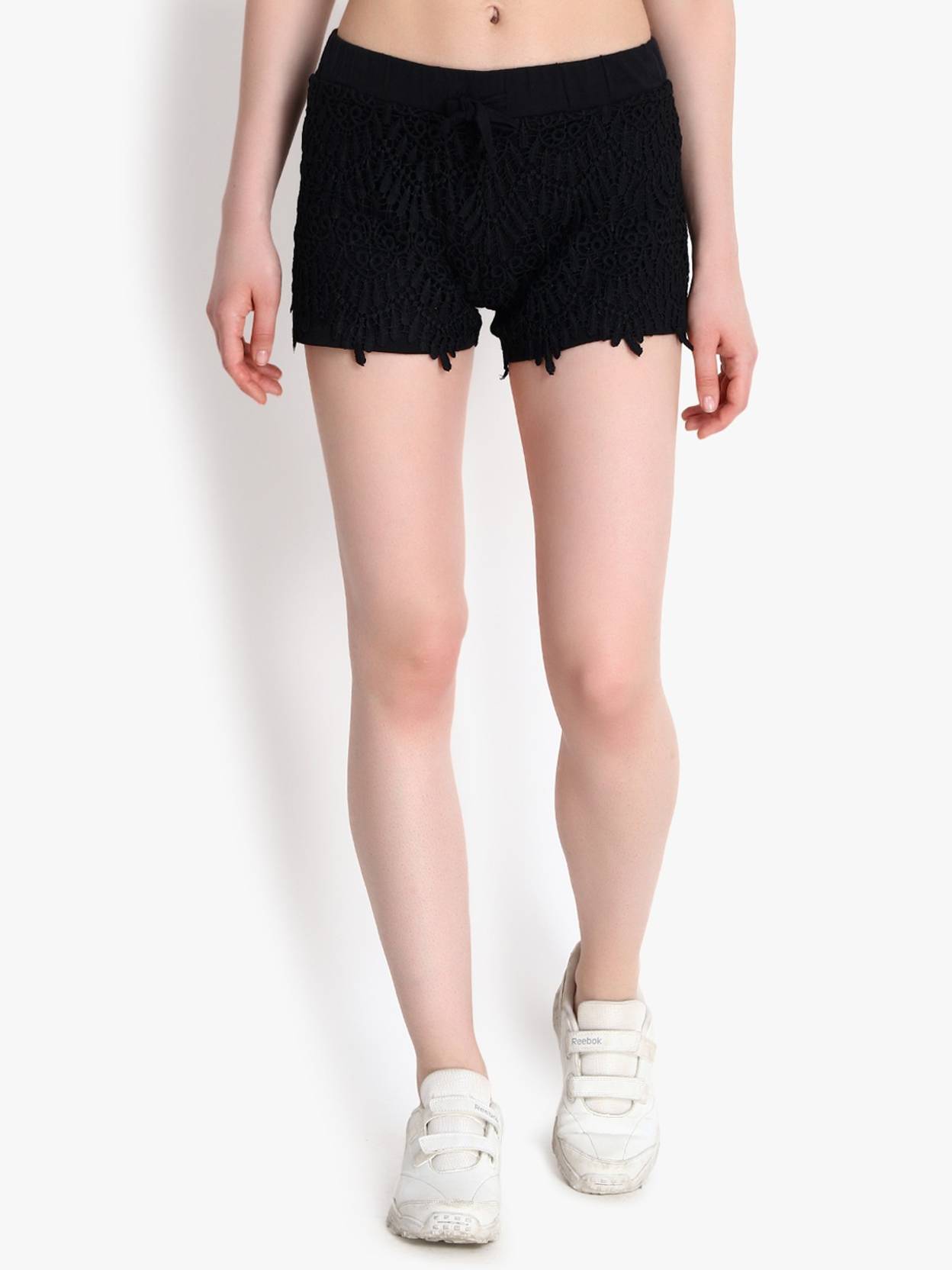 KOTTY Self Design Women Black Regular Shorts