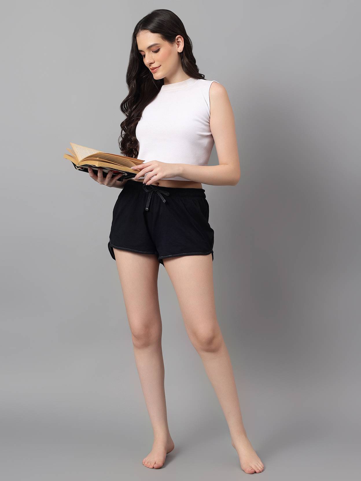 KOTTY Solid Women Black Casual Shorts