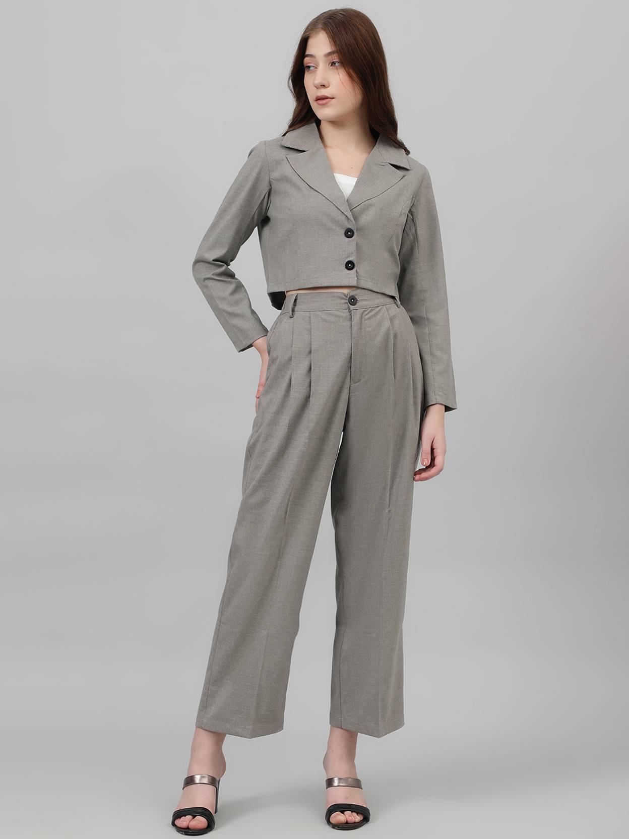 kotty Women 2PC (Blazer&Pant Set) Self Design Suit