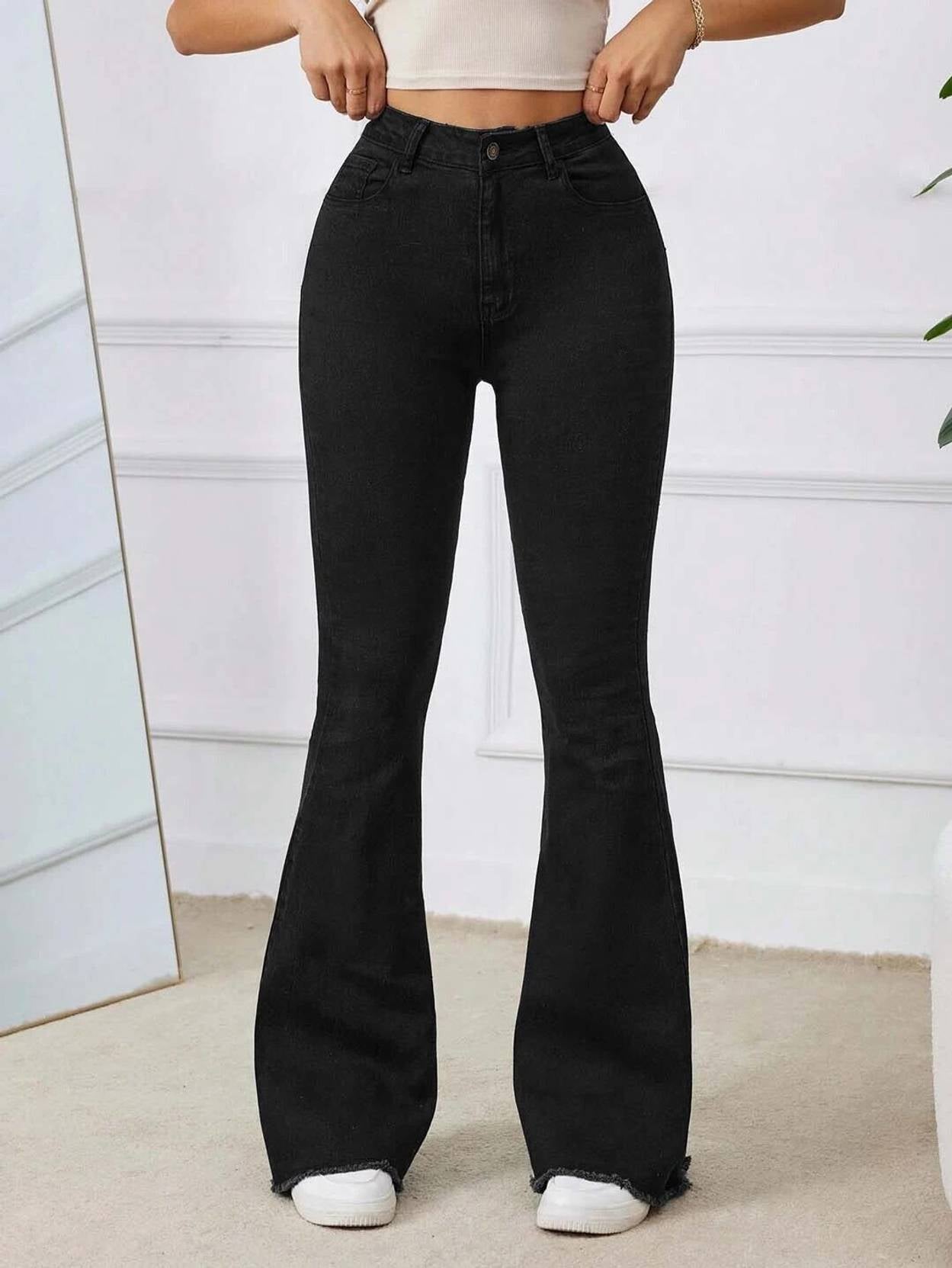 KOTTY Women Boot-Leg High Rise Black Jeans