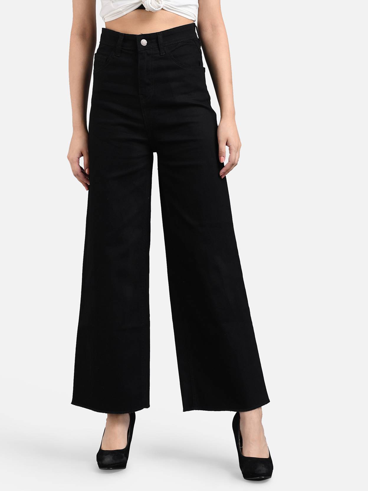 KOTTY Women Loose Fit High Rise Black Jeans