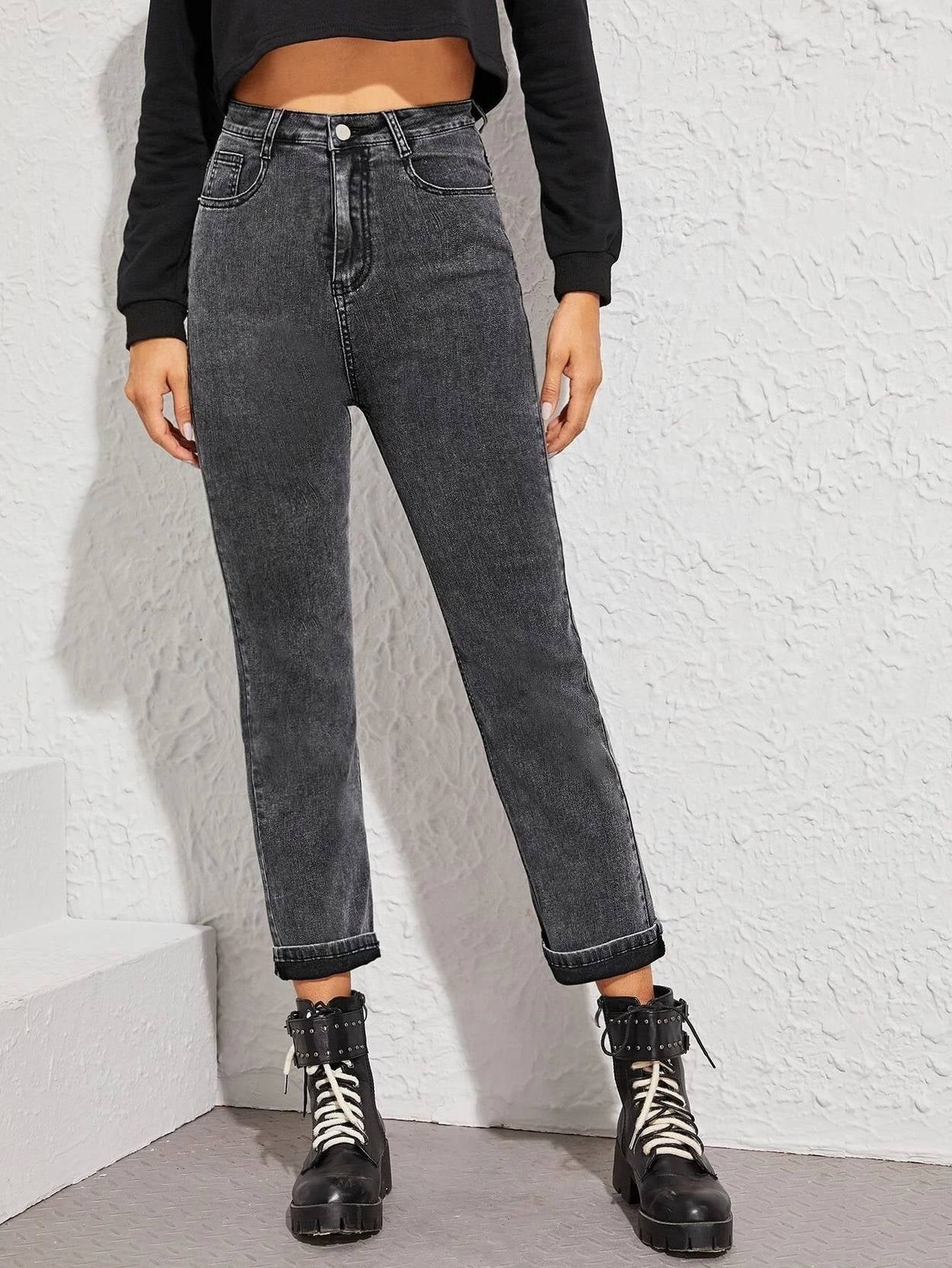KOTTY Women Regular High Rise Dark Grey Jeans