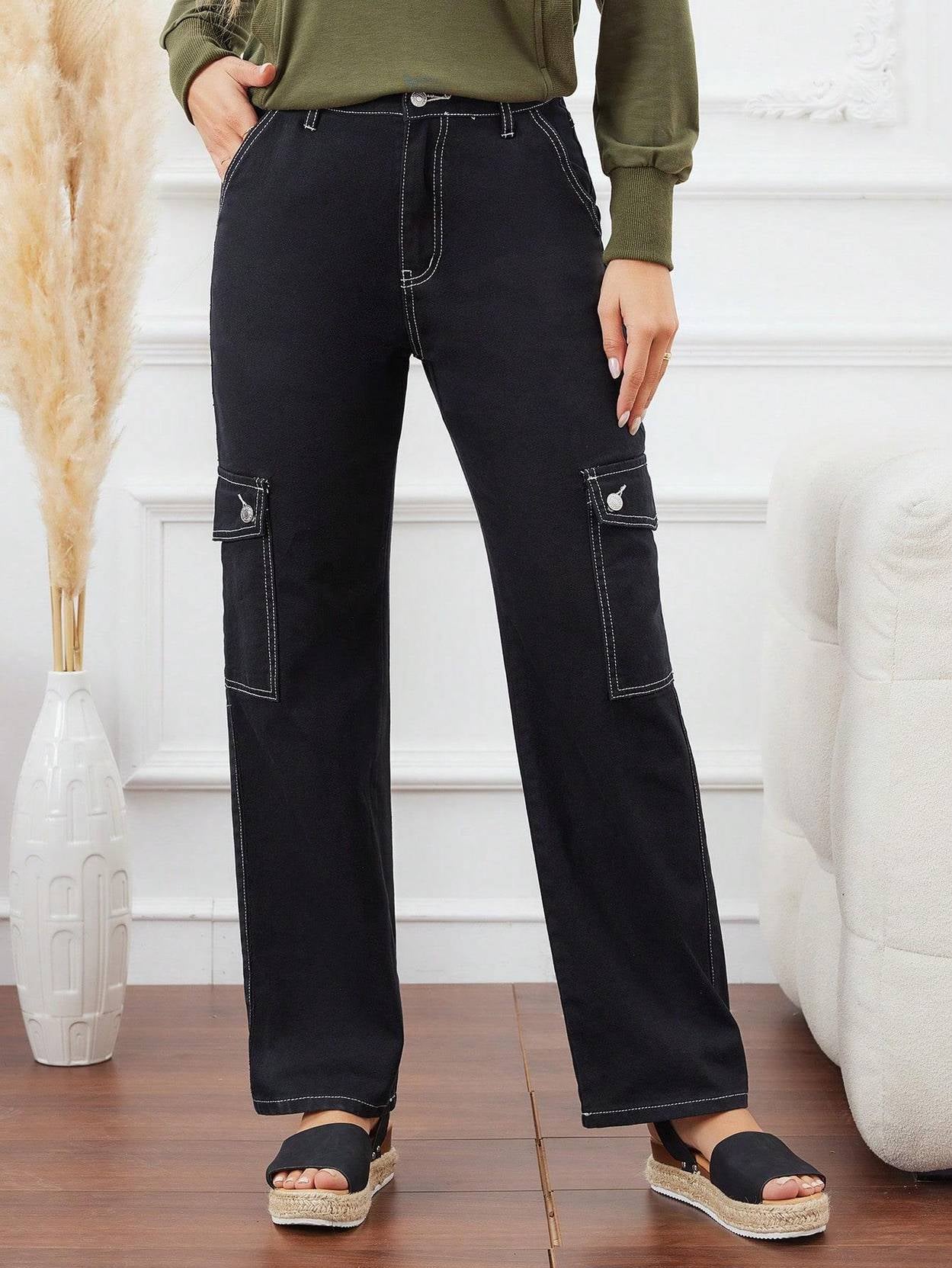 KOTTY Women Straight Fit High Rise Black Jeans