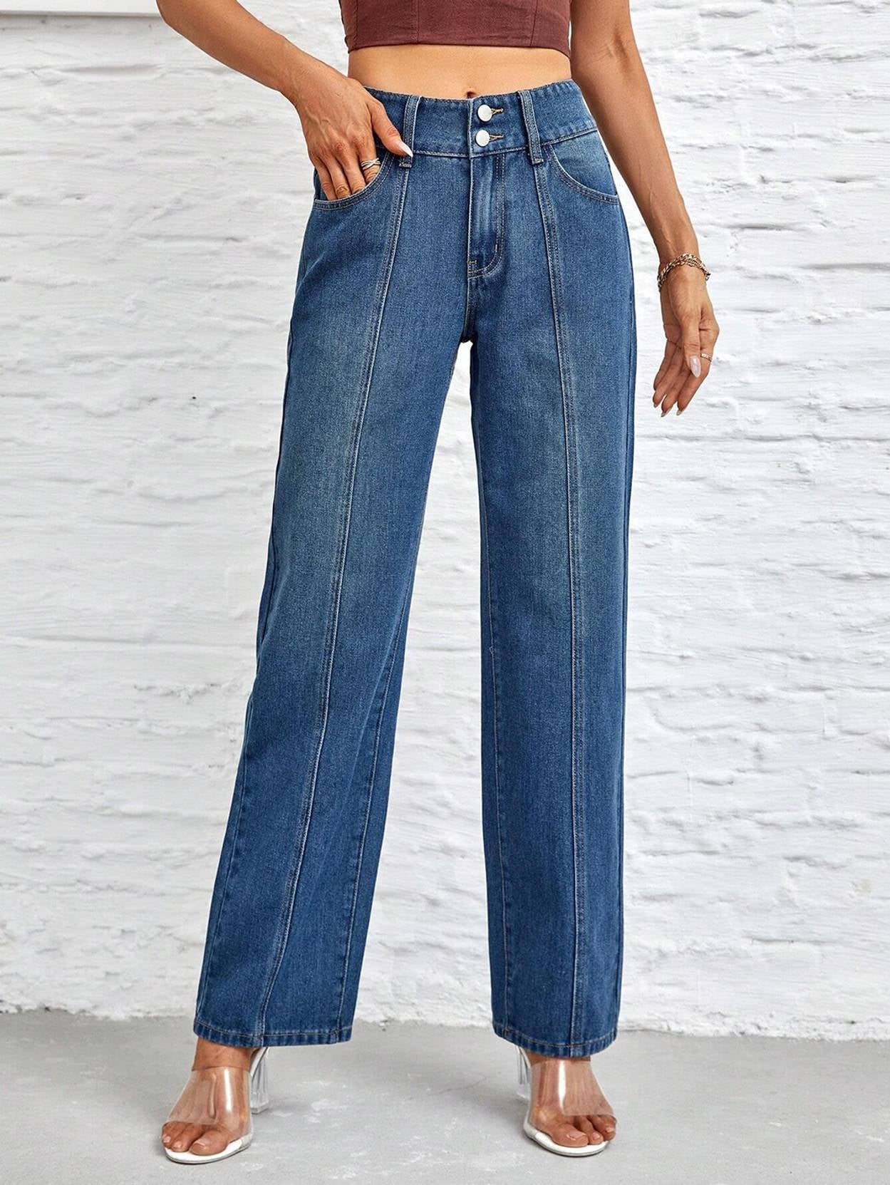 KOTTY Women Straight Fit High Rise Blue Jeans