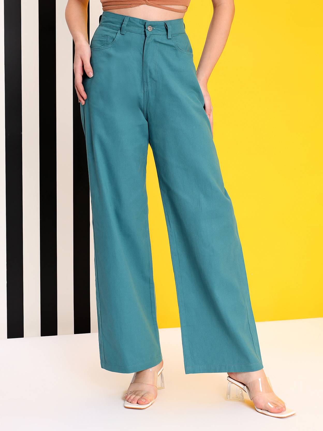 KOTTY Women Straight Fit High Rise Blue Jeans