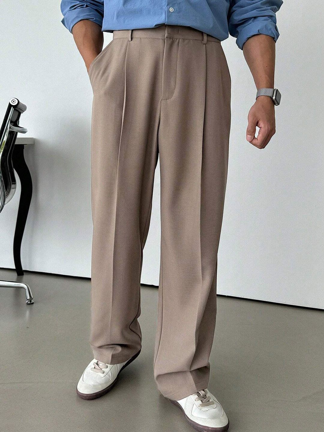 sachin and babi light blue dress HAiming Men's Dress Pants Straight High Waist Solid Color Dress Trousers  with Pocket for Business and Office