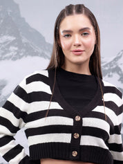 Kotty Women Striped Crop Cardigan