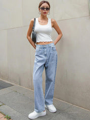 Kotty Women Jean Straight Fit High-Rise Light Fade Stretchable Jeans