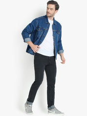 Kotty Men Blue Solid Denim Jacket
