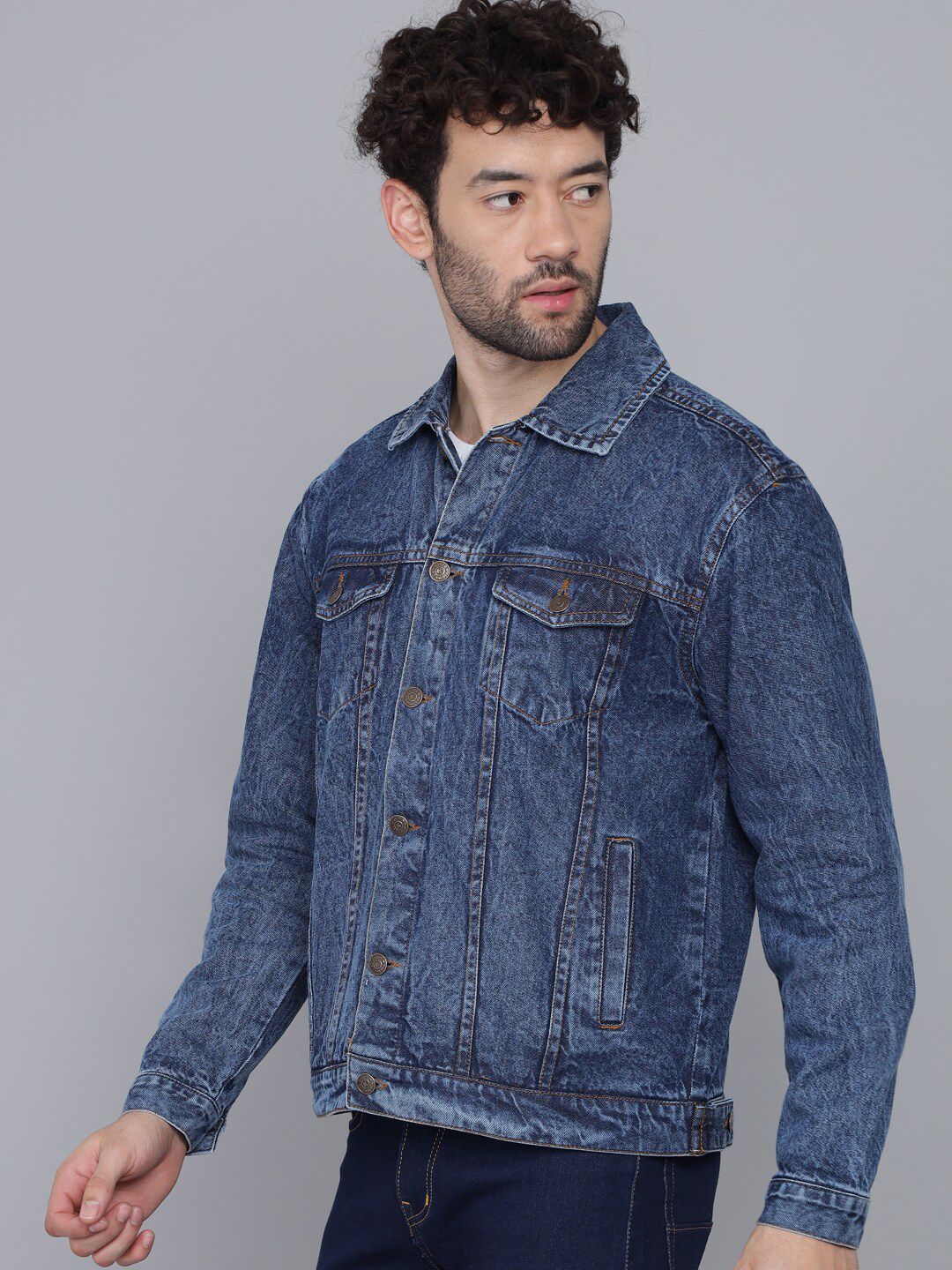 Kotty Men Blue Washed Lightweight Denim Jacket