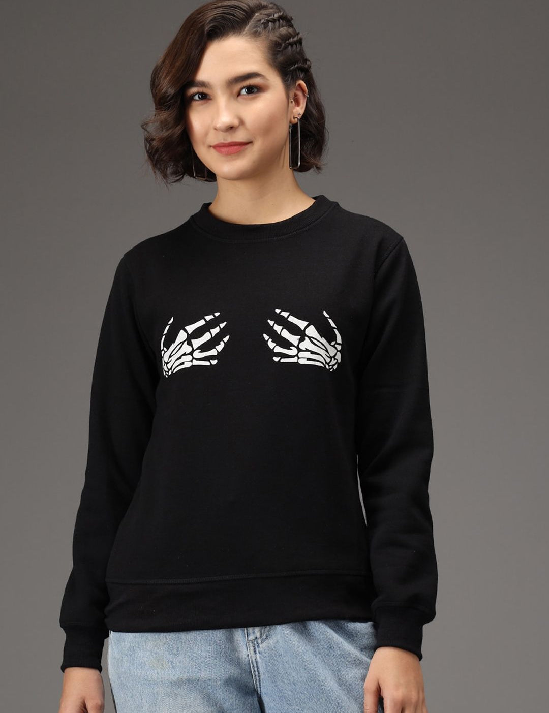Kotty Women Black Printed Sweatshirt
