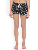 Kotty Women Black & White Printed Lounge Shorts