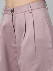 Kotty Women Pink Straight Fit High-Rise Easy Wash Cargos Trousers