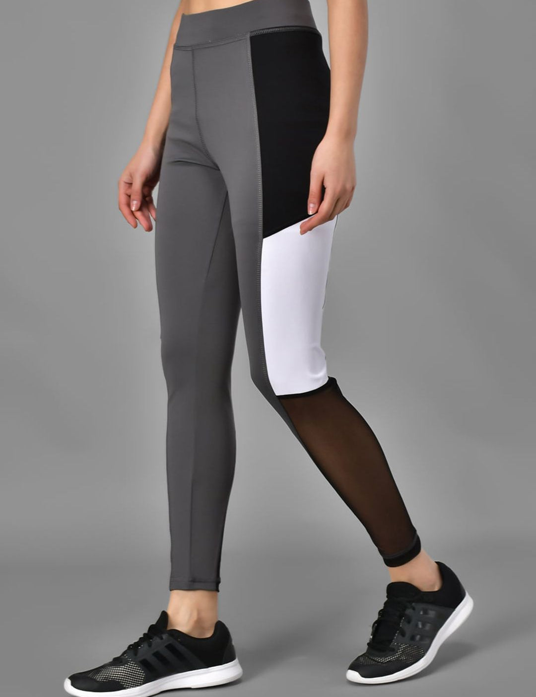 Kotty Women Grey & Black Colourblocked Tights
