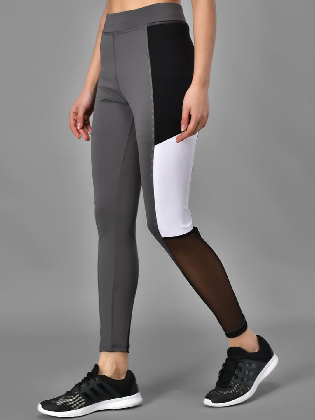 Kotty Women Grey & Black Colourblocked Tights