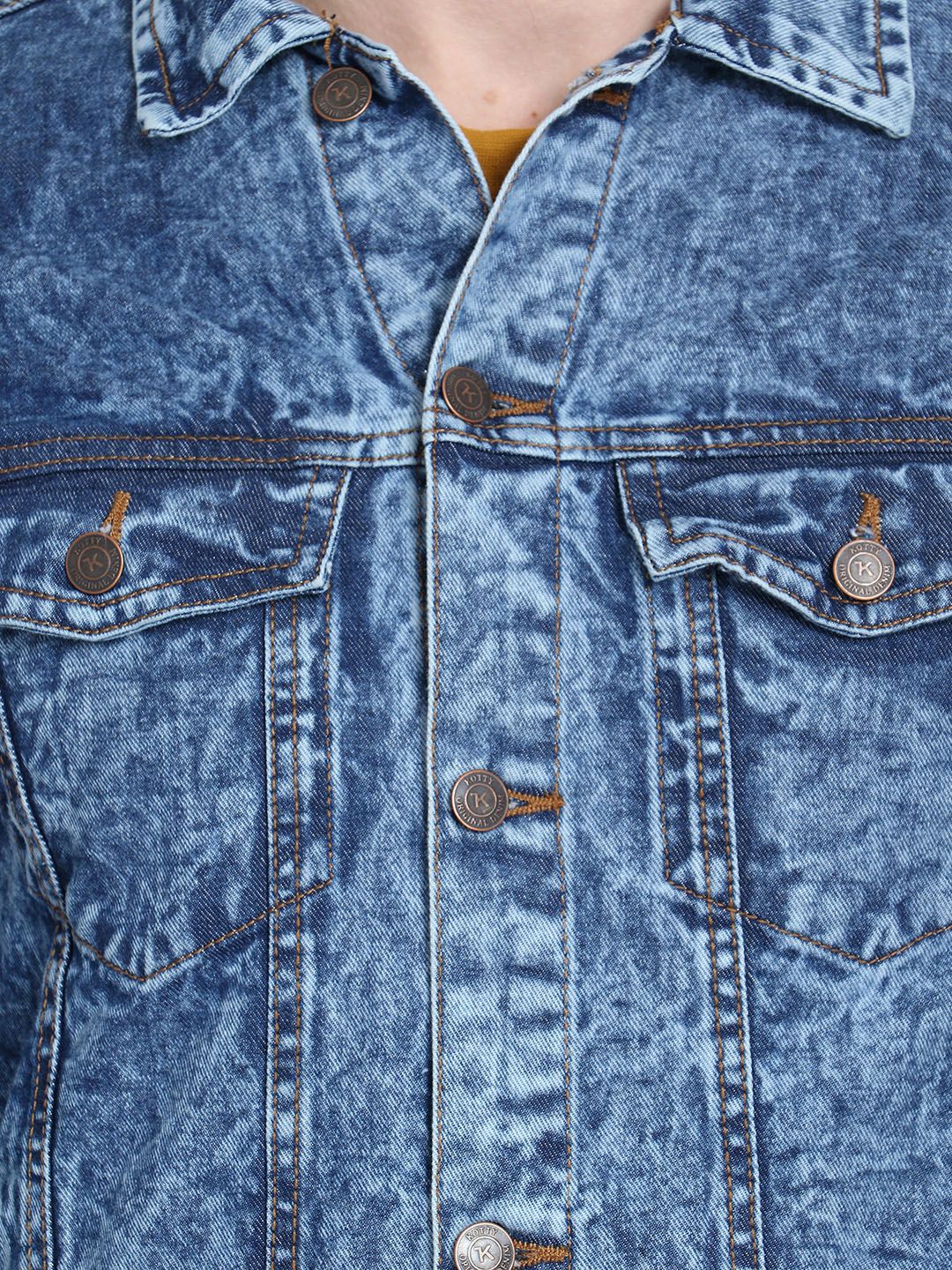 Kotty Men Blue Solid Denim Jacket