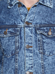 Kotty Men Blue Solid Denim Jacket