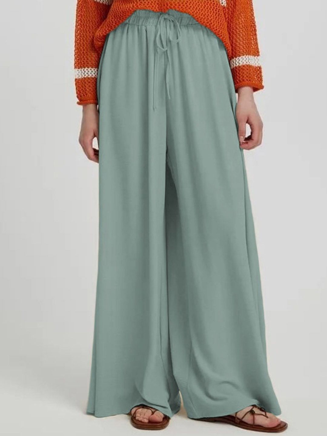 Kotty Women Relaxed Loose Fit High-Rise Wide Leg Trousers