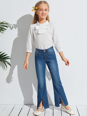 Kotty Girls Jean Wide Leg Highly Distressed Light Fade Stretchable Jeans