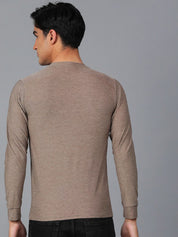 Kotty Brown Round Neck Long Sleeves Slim Fit T-shirt