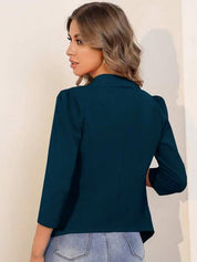 Kotty Green Shawl Collar Longline Open Front Jacket