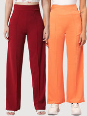 Kotty Women Pack Of 2 Relaxed Straight Leg Easy Wash Straight Fit Parallel Trousers