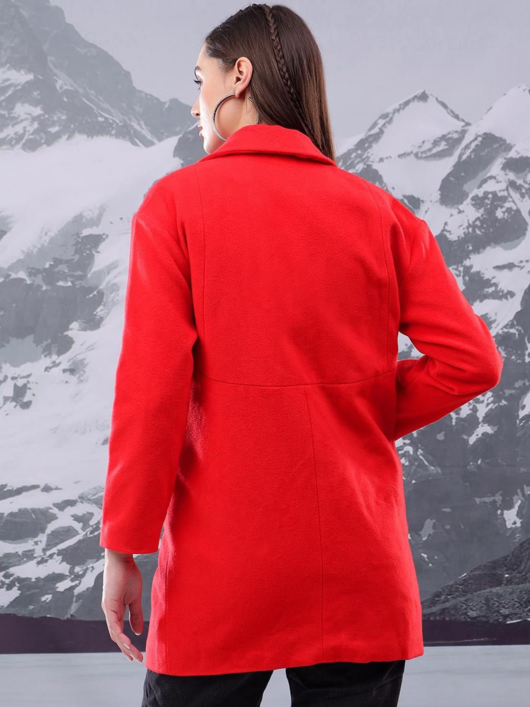 Kotty Women Printed Notched Lapel Single-Breasted Overcoat