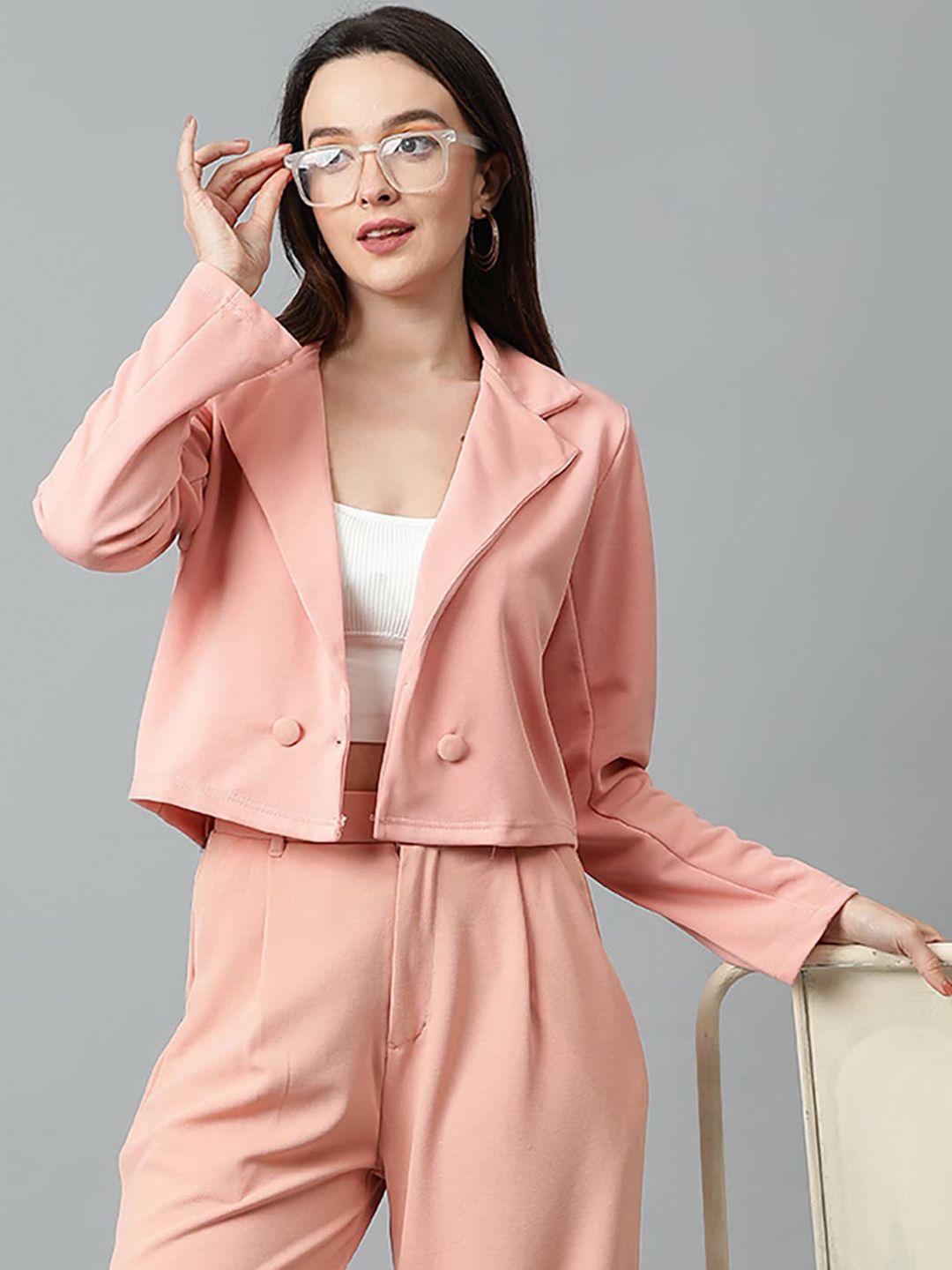 KOTTY BIZwear Basics Double Breasted Crop Blazer