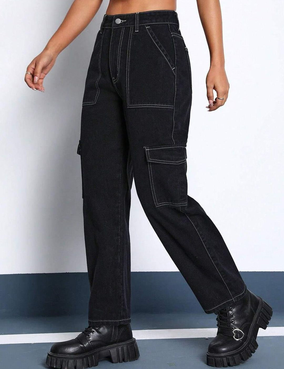 Kotty Women Jean Black Straight Fit High-Rise Stretchable Jeans