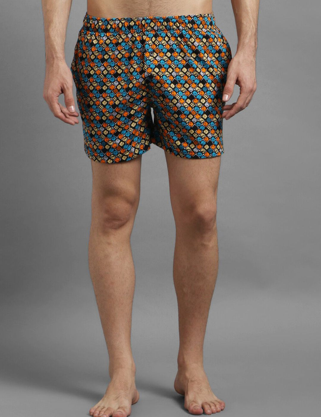 Kotty Men Blue & Orange Printed Boxers