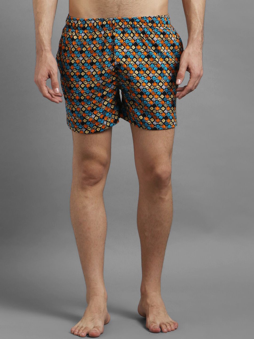 Kotty Men Blue & Orange Printed Boxers