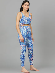 Kotty Round Neck Sleeveless Printed Crop Top & Tight Night Suit Set