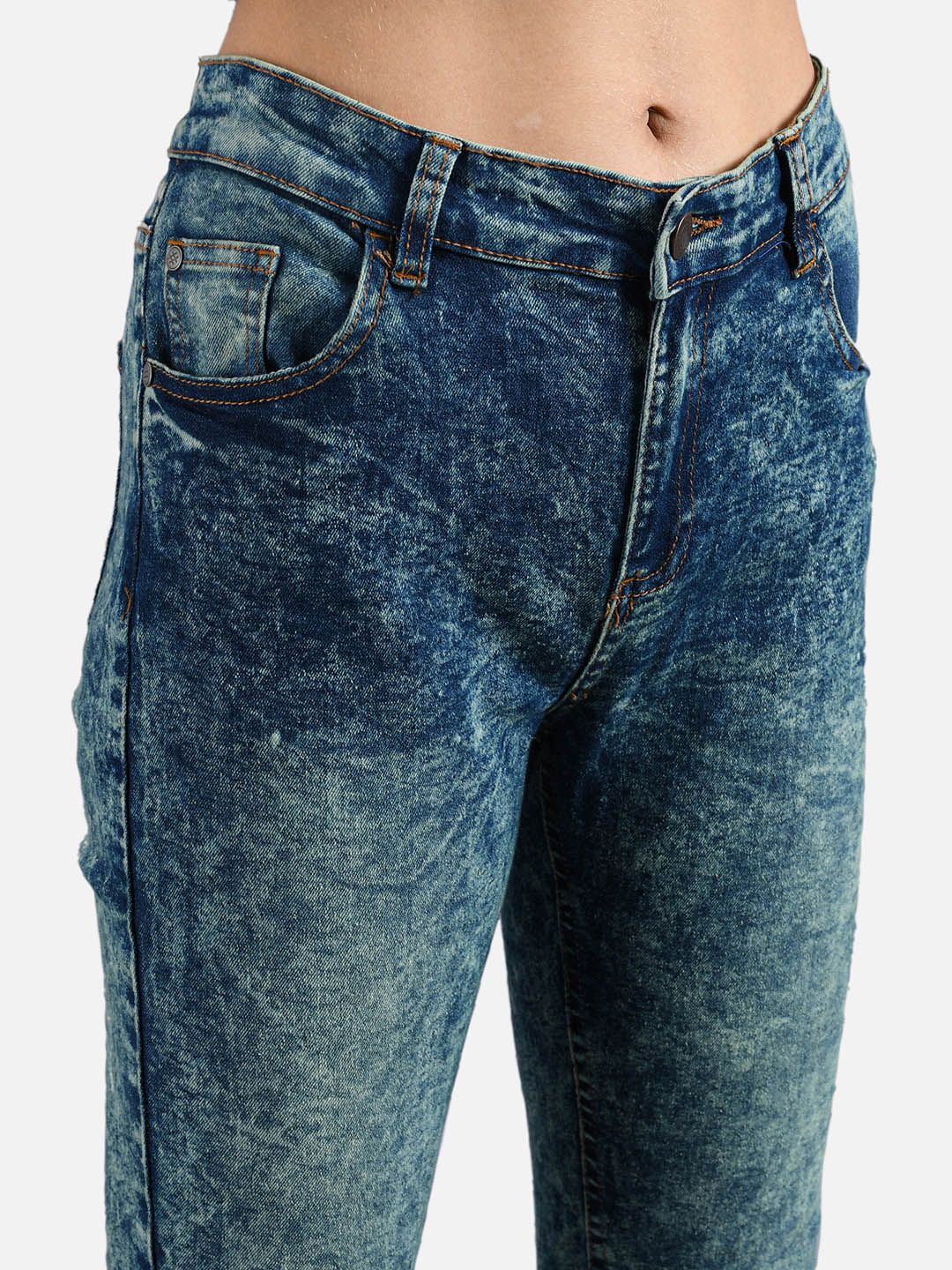 Kotty Women Blue Skinny Fit Mid-Rise Bleached Jeans