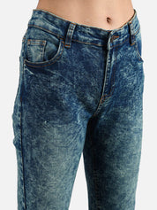 Kotty Women Blue Skinny Fit Mid-Rise Bleached Jeans