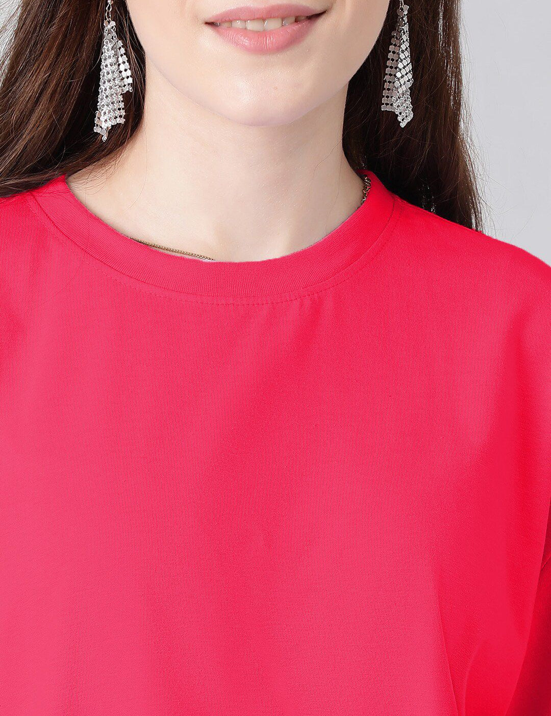 KOTTY Basics Round Neck Drop-Shoulder Sleeves Oversized Fit Cotton T-Shirt