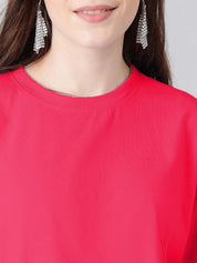 KOTTY Basics Round Neck Drop-Shoulder Sleeves Oversized Fit Cotton T-Shirt