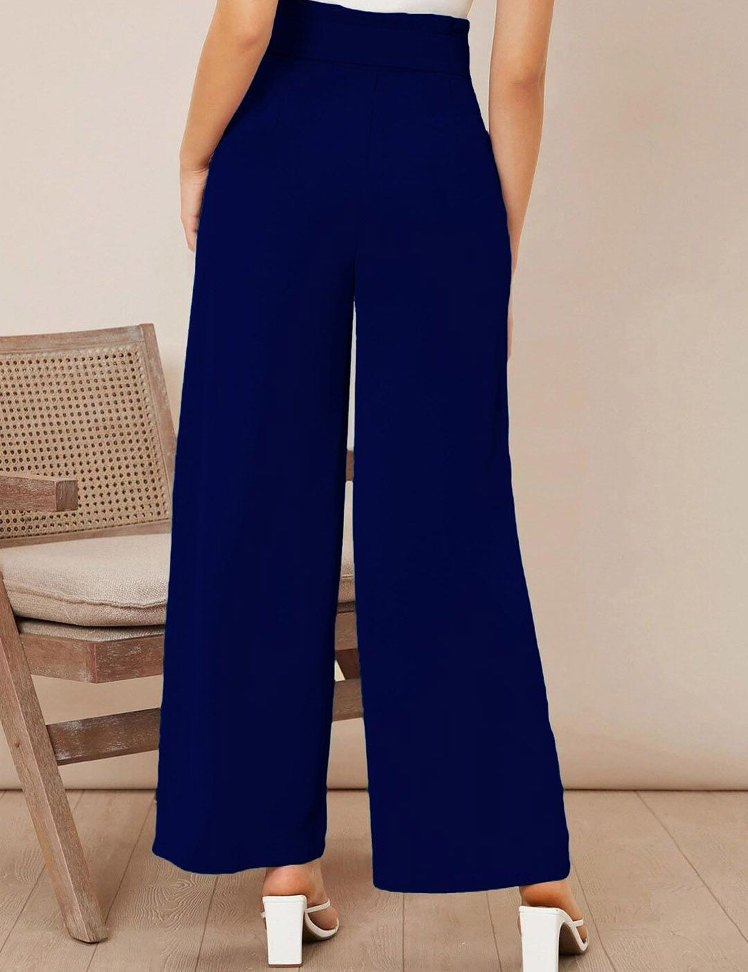 Kotty Women Relaxed Straight Fit High-Rise Easy Wash Parallel Trousers