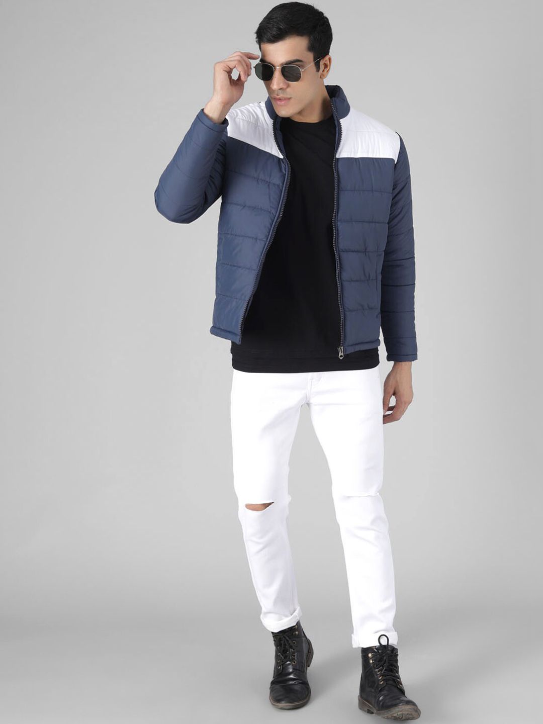 Kotty Men Blue Colourblocked Puffer Jacket