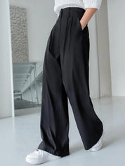 Kotty Women Relaxed Straight Leg Straight Fit High-Rise Parallel Trousers