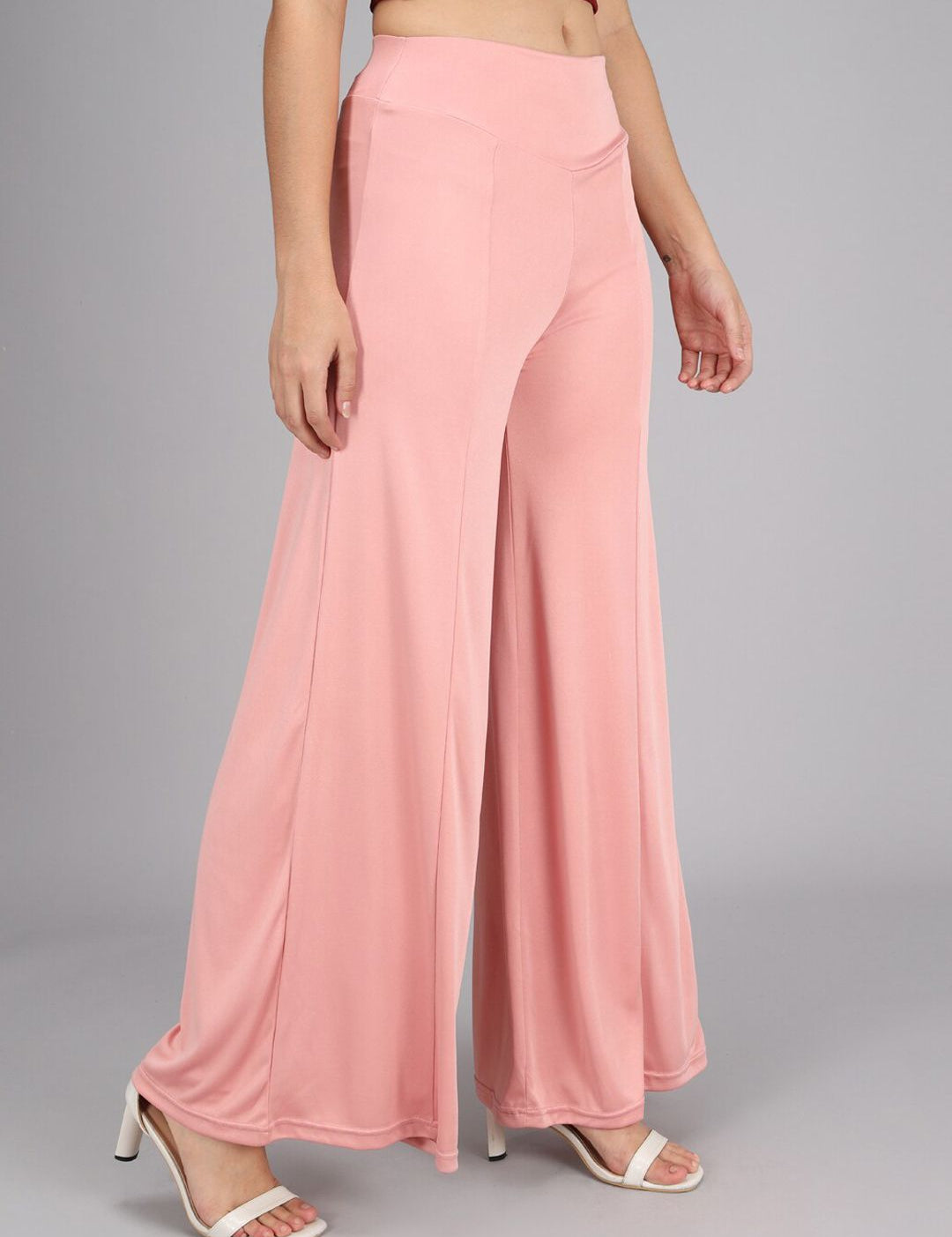 Kotty Women Pink Flared High-Rise Parallel Trousers