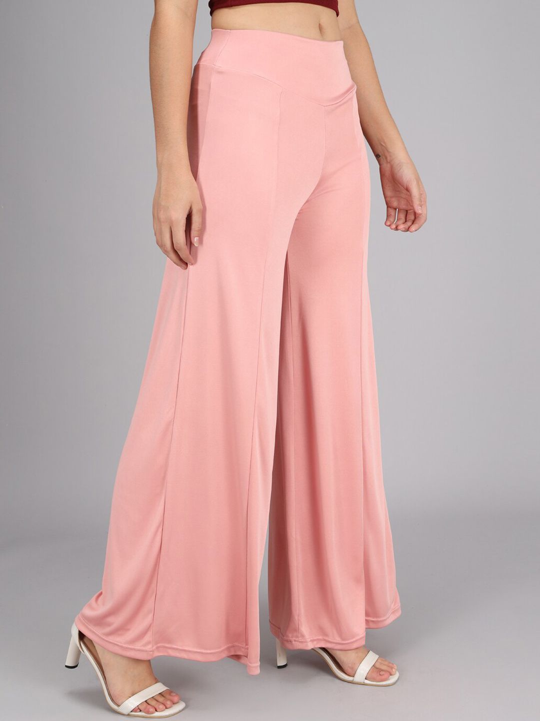 Kotty Women Pink Flared High-Rise Parallel Trousers