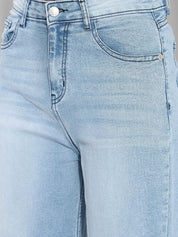 Kotty Women Blue Straight Fit High-Rise Light Fade Stretchable Jeans