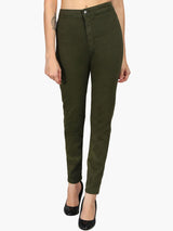 Kotty Women Olive Green High-Rise Clean Look Stretchable Skinny Fit Jeans