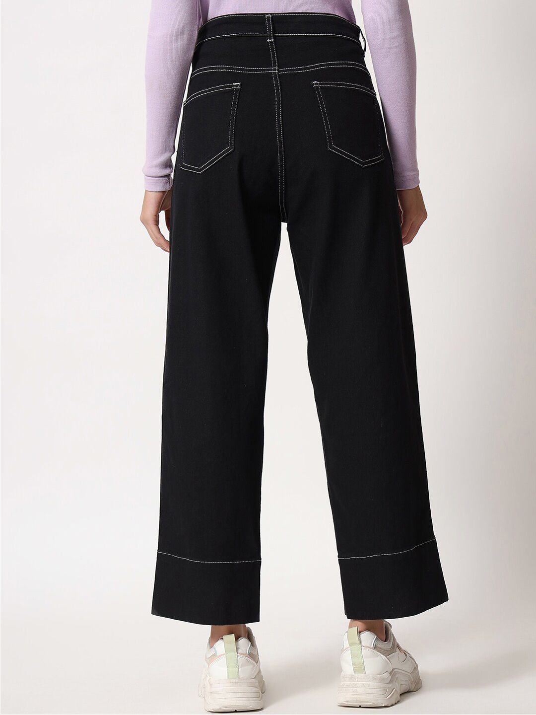 Kotty Women Black Jean Straight Fit High-Rise Stretchable Jeans