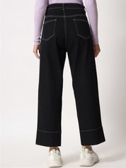 Kotty Women Black Jean Straight Fit High-Rise Stretchable Jeans