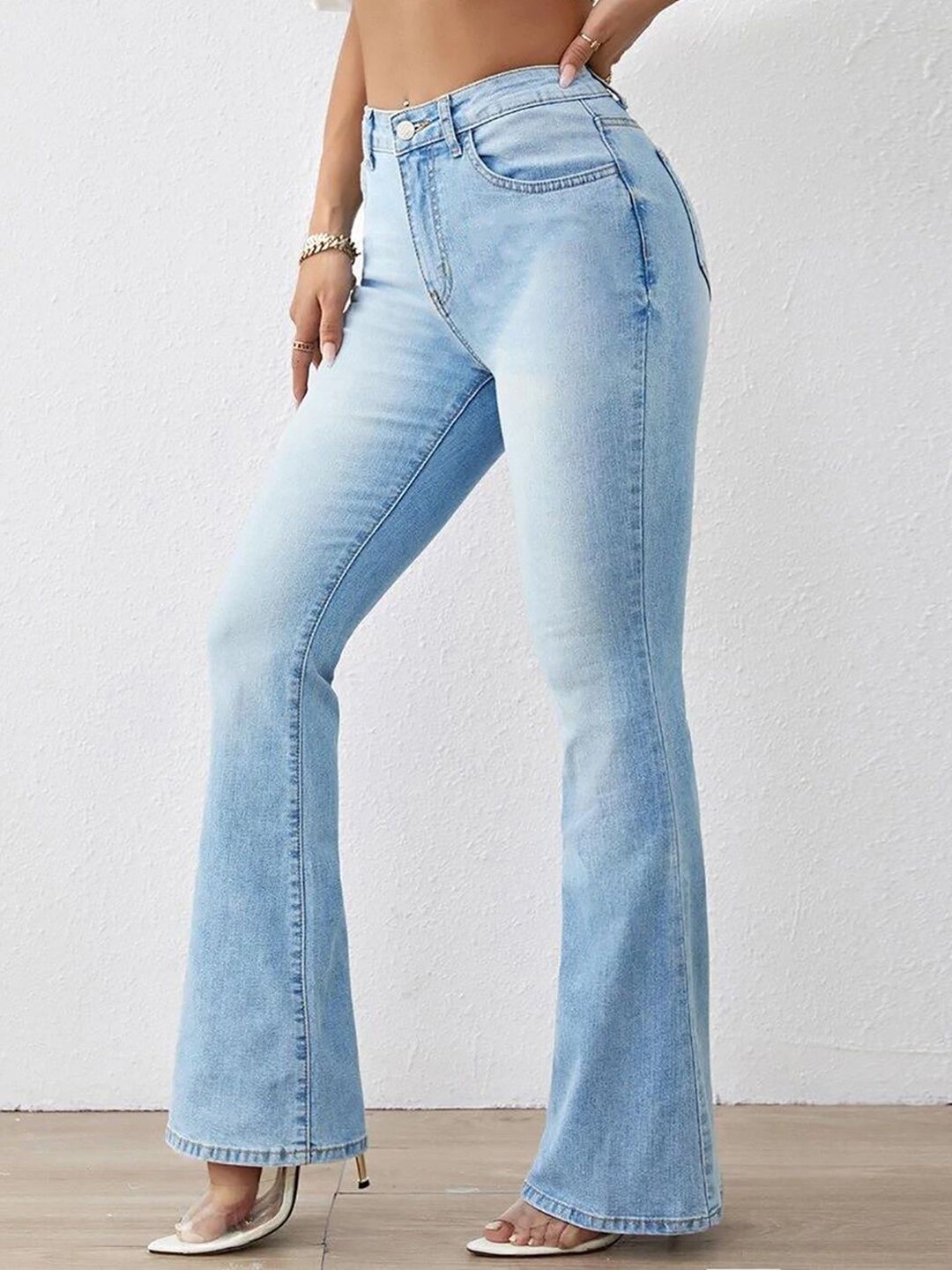 Kotty Women Jean Bootcut High-Rise Heavy Fade Stretchable Jeans