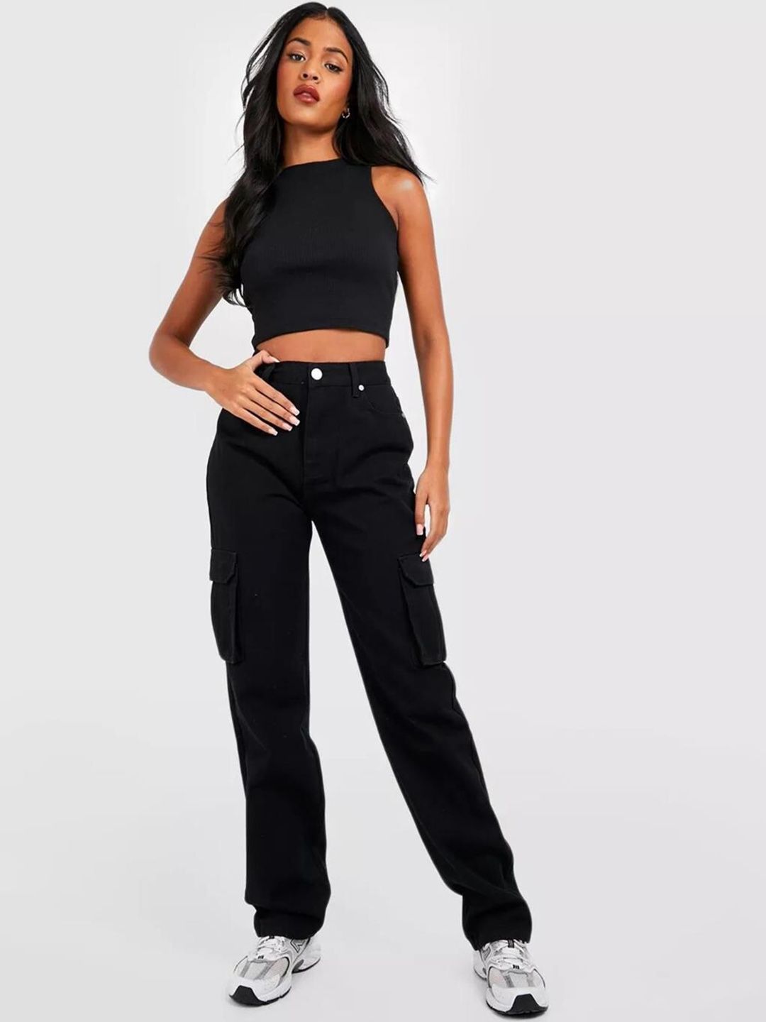 Kotty Women Black Jean Straight Fit High-Rise Stretchable Jeans