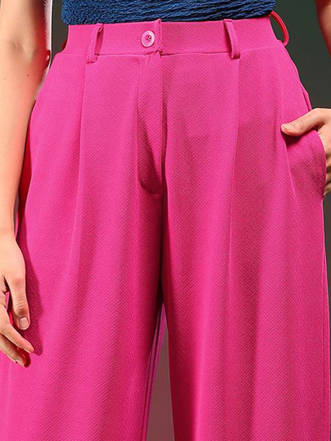 KOTTY BIZwear Women Relaxed Straight Fit High-Rise Easy Wash Parallel Trousers